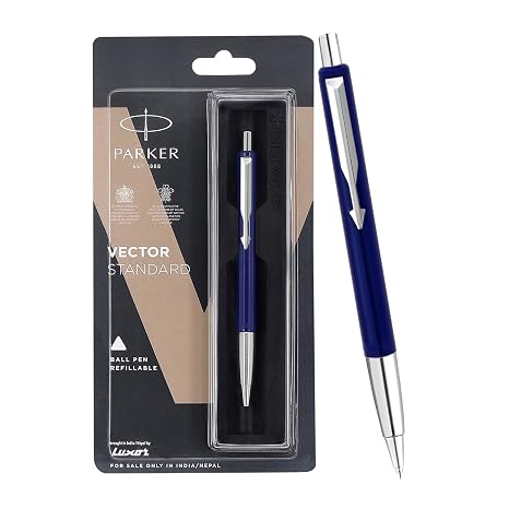 Parker Vector Standard Chrome Trim Ball Pen | Blue Ink