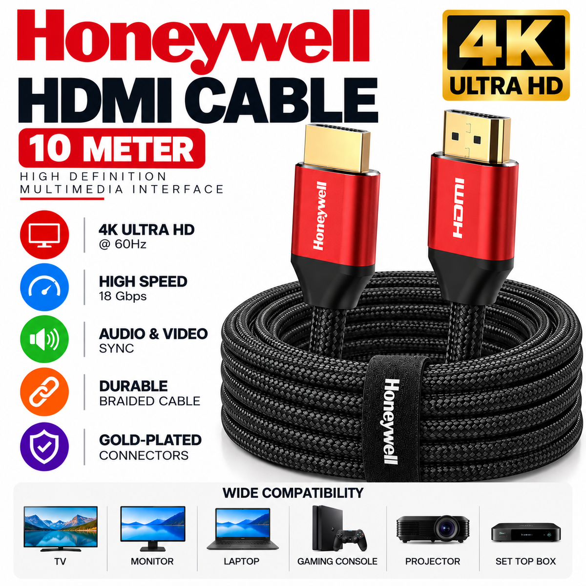 HONEYWELL HDMI CABLE - 10MTR