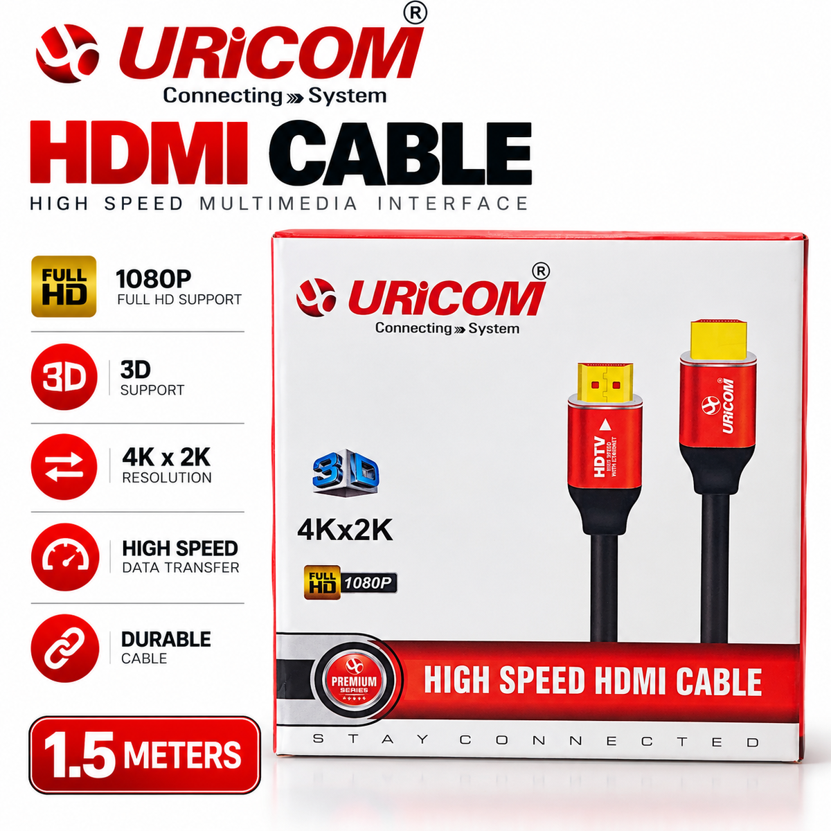 URiCOM HDMI Cable – 1.5 Meter